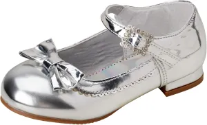 Josmo Girl's Dress Mary Jane Wedding Party Heels Ballerina Flower Shoes, Hook and Loop Buckle (Toddler