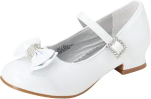 Josmo Girl's Dress Mary Jane Wedding Party Heels Ballerina Flower Shoes, Hook and Loop Buckle (Toddler