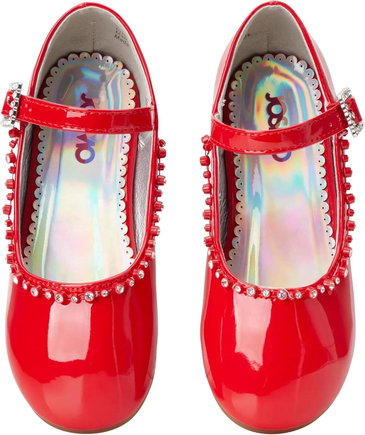 Josmo Girl's Dress Mary Jane Wedding Party Heels Ballerina Flower Shoes, Hook and Loop Buckle (Toddler