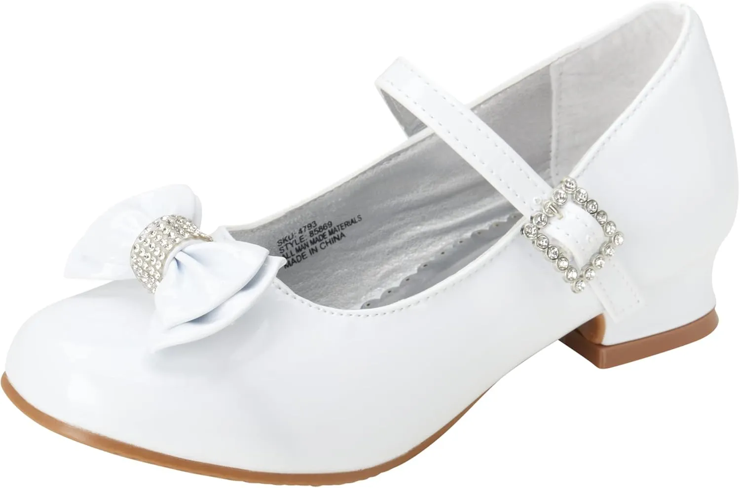 Josmo Girl's Dress Mary Jane Wedding Party Heels Ballerina Flower Shoes, Hook and Loop Buckle (Toddler
