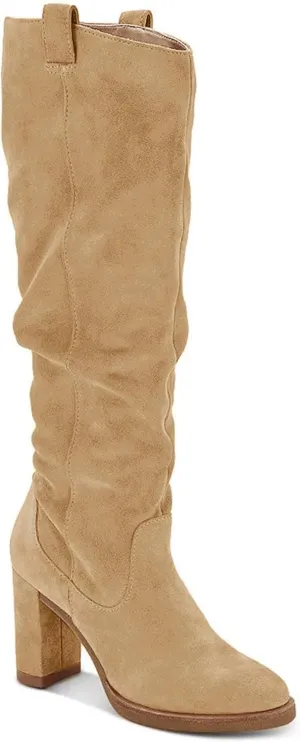Juliet Holy Women's Knee High Boots Chunky Block Heel Wide Calf Round Toe Side Zipper Fashion Dress Boot