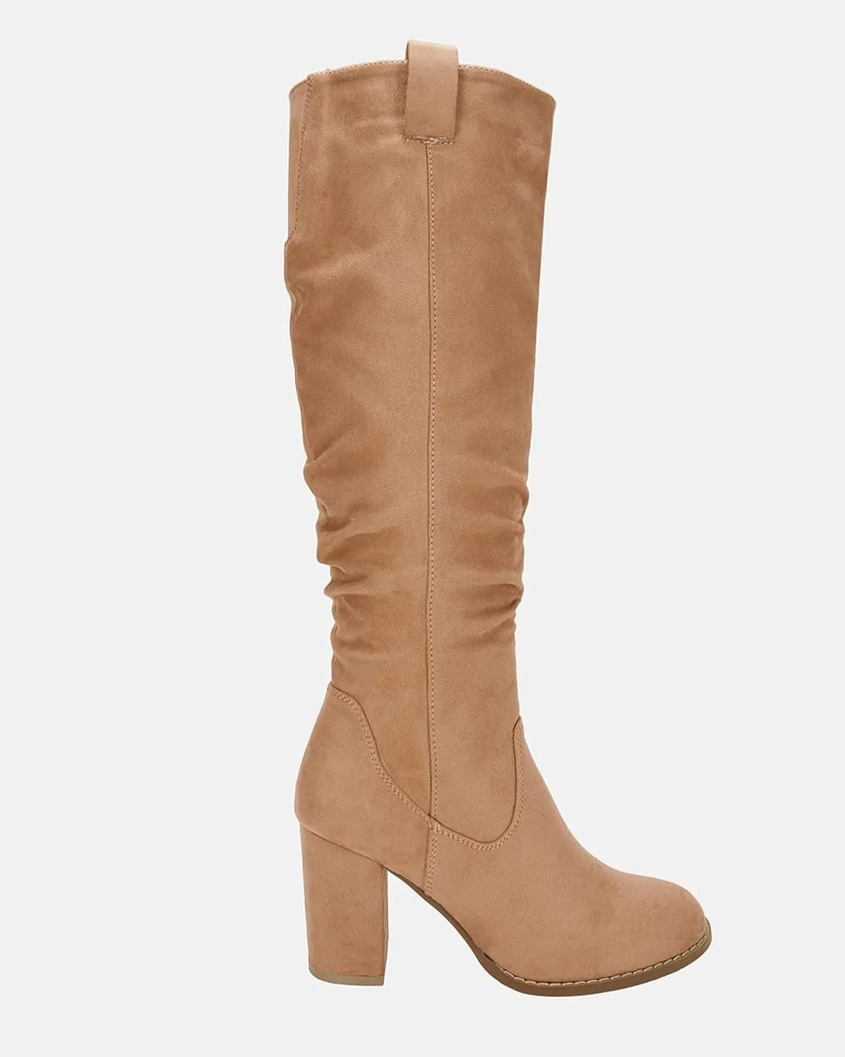 Juliet Holy Women's Knee High Boots Chunky Block Heel Wide Calf Round Toe Side Zipper Fashion Dress Boot