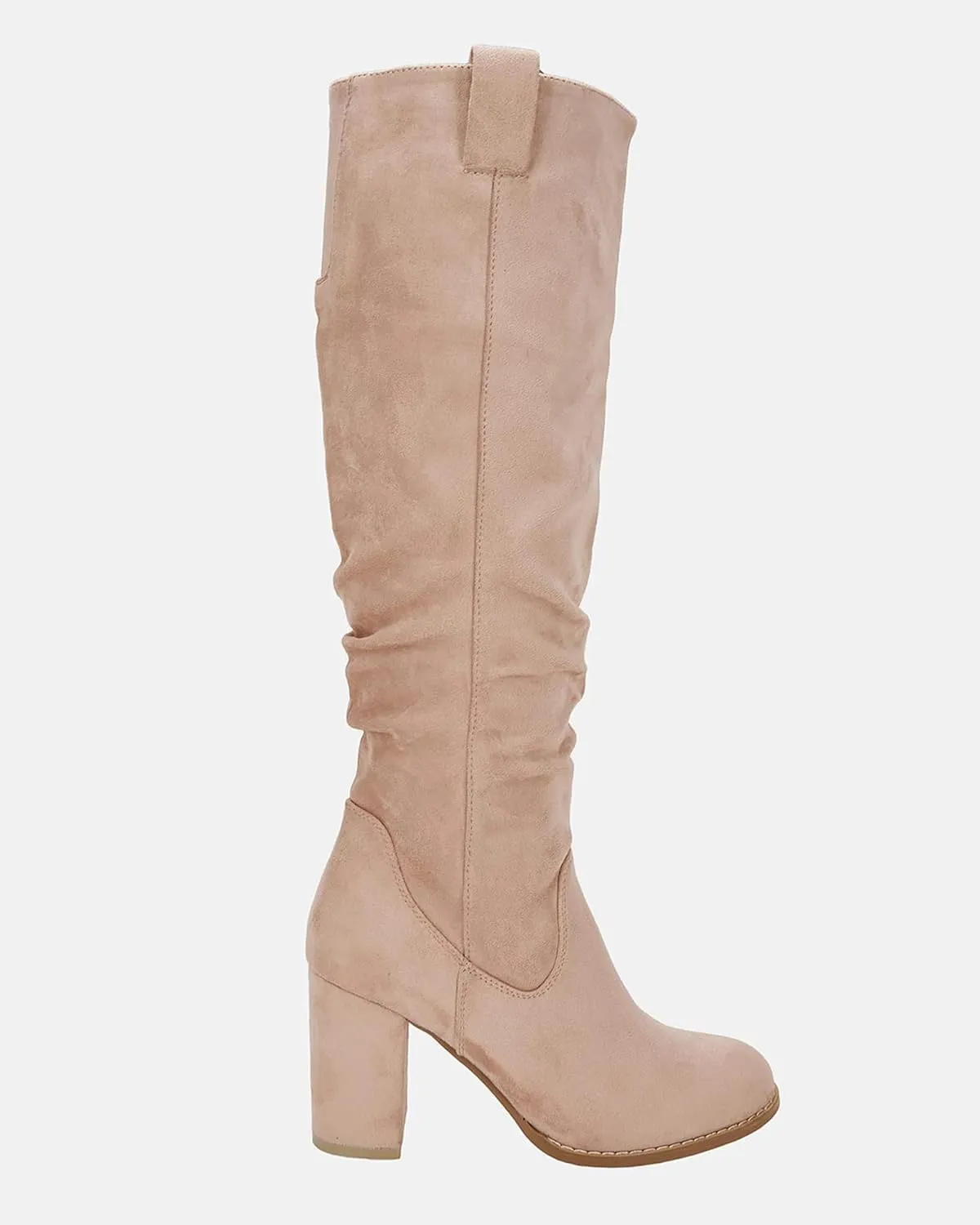Juliet Holy Women's Knee High Boots Chunky Block Heel Wide Calf Round Toe Side Zipper Fashion Dress Boot