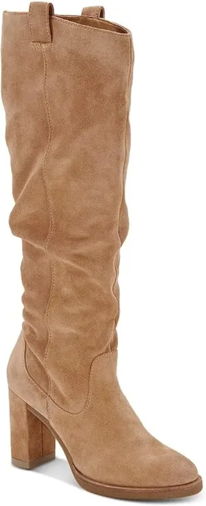 Juliet Holy Women's Knee High Boots Chunky Block Heel Wide Calf Round Toe Side Zipper Fashion Dress Boot