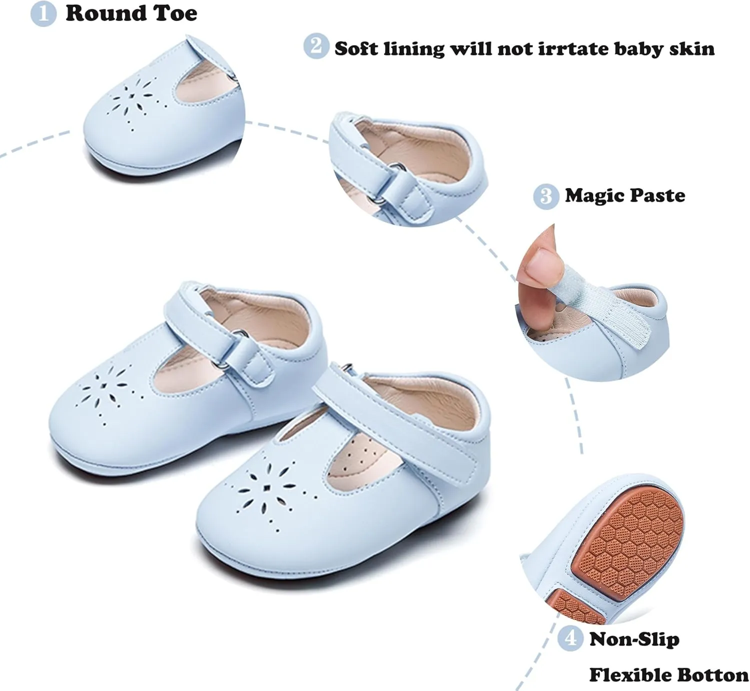 Kiderence Baby Girls Prewalker Mary Jane Flats Bowknot Princess Dress Shoes (Infant/Toddler)