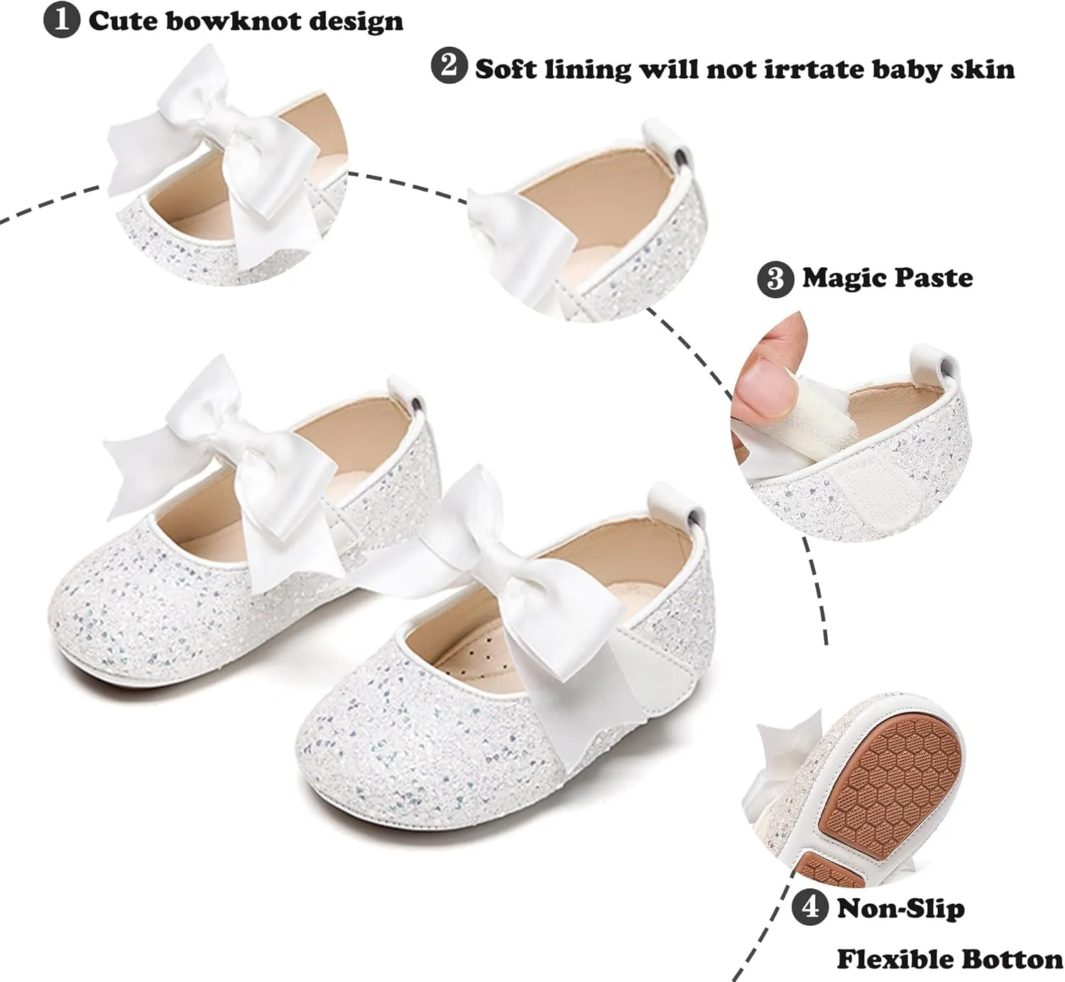 Kiderence Baby Girls Prewalker Mary Jane Flats Bowknot Princess Dress Shoes (Infant/Toddler)