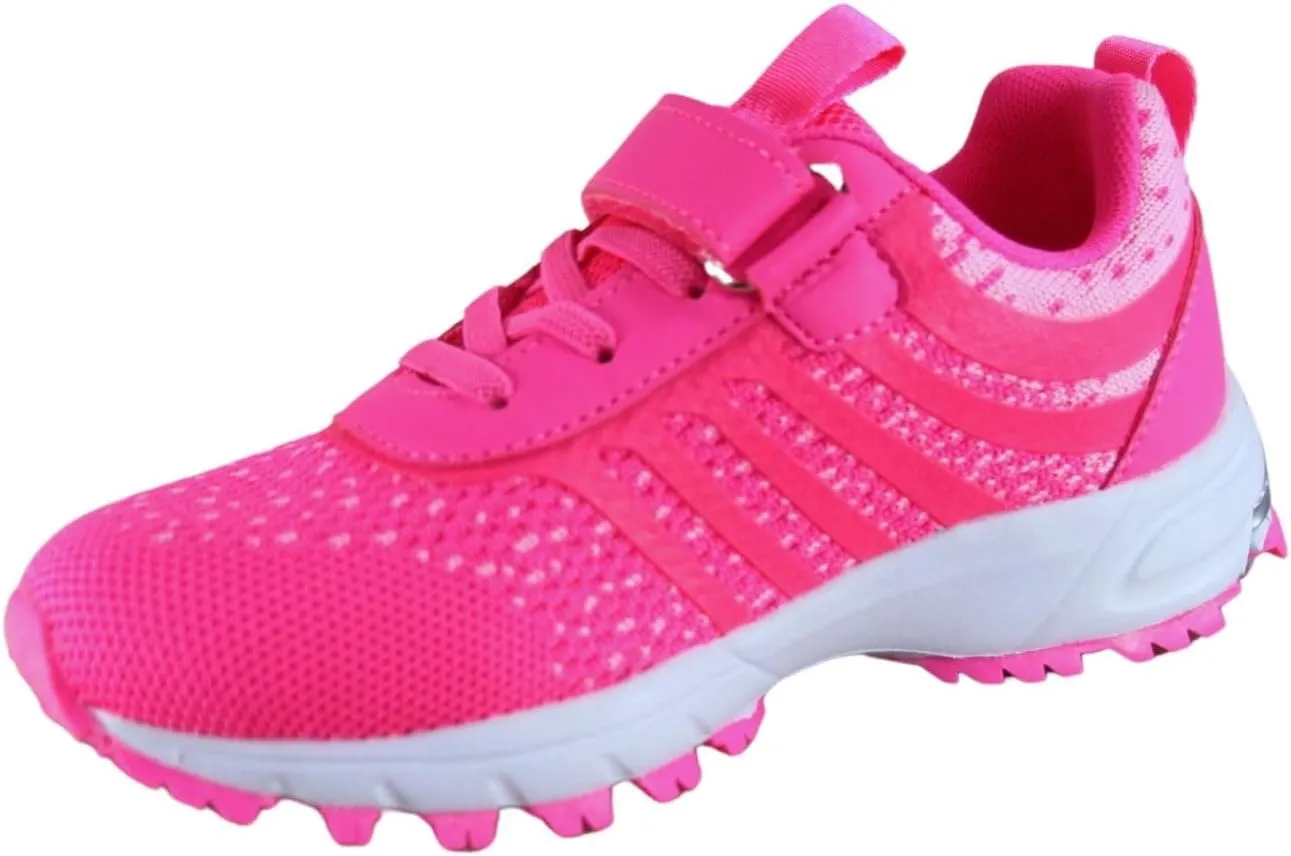 Kids Girls and Boys Lightweight Strap Running Athletic School Sneakers Shoes
