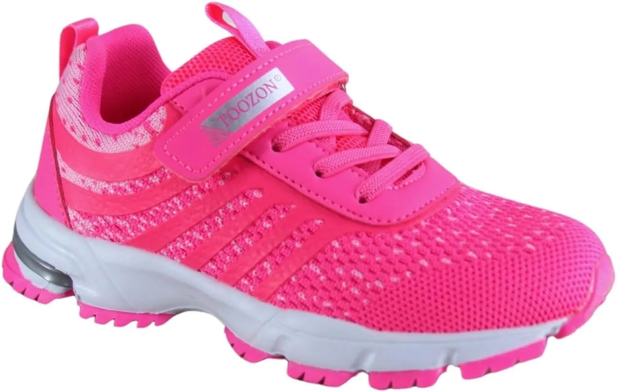 Kids Girls and Boys Lightweight Strap Running Athletic School Sneakers Shoes