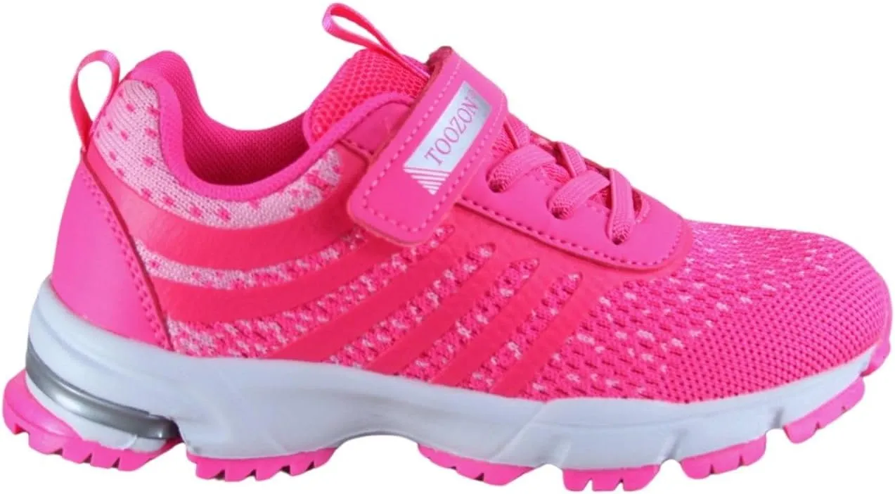 Kids Girls and Boys Lightweight Strap Running Athletic School Sneakers Shoes