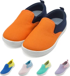 Kids Shoes Canvas Sneakers Kids Slip on Wide Toe Box Barefoot Shoes Comfortable Lightweight Running Tennis Athletic Sports Sneakers for Boys Girls