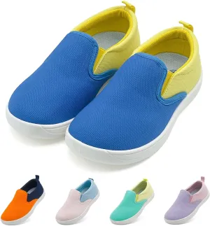 Kids Shoes Canvas Sneakers Kids Slip on Wide Toe Box Barefoot Shoes Comfortable Lightweight Running Tennis Athletic Sports Sneakers for Boys Girls