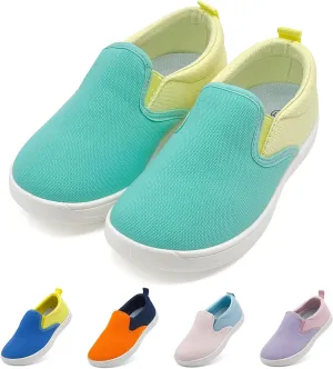 Kids Shoes Canvas Sneakers Kids Slip on Wide Toe Box Barefoot Shoes Comfortable Lightweight Running Tennis Athletic Sports Sneakers for Boys Girls