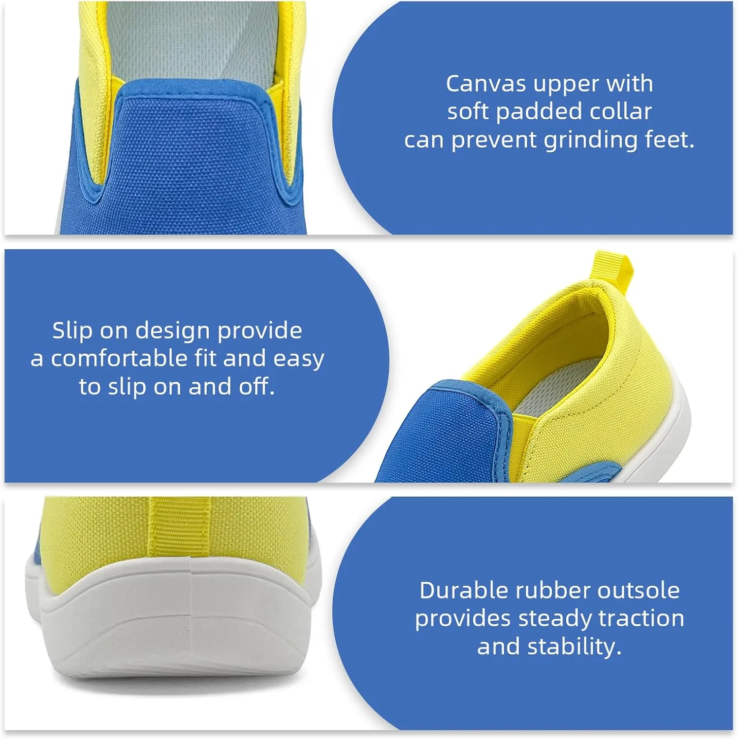 Kids Shoes Canvas Sneakers Kids Slip on Wide Toe Box Barefoot Shoes Comfortable Lightweight Running Tennis Athletic Sports Sneakers for Boys Girls