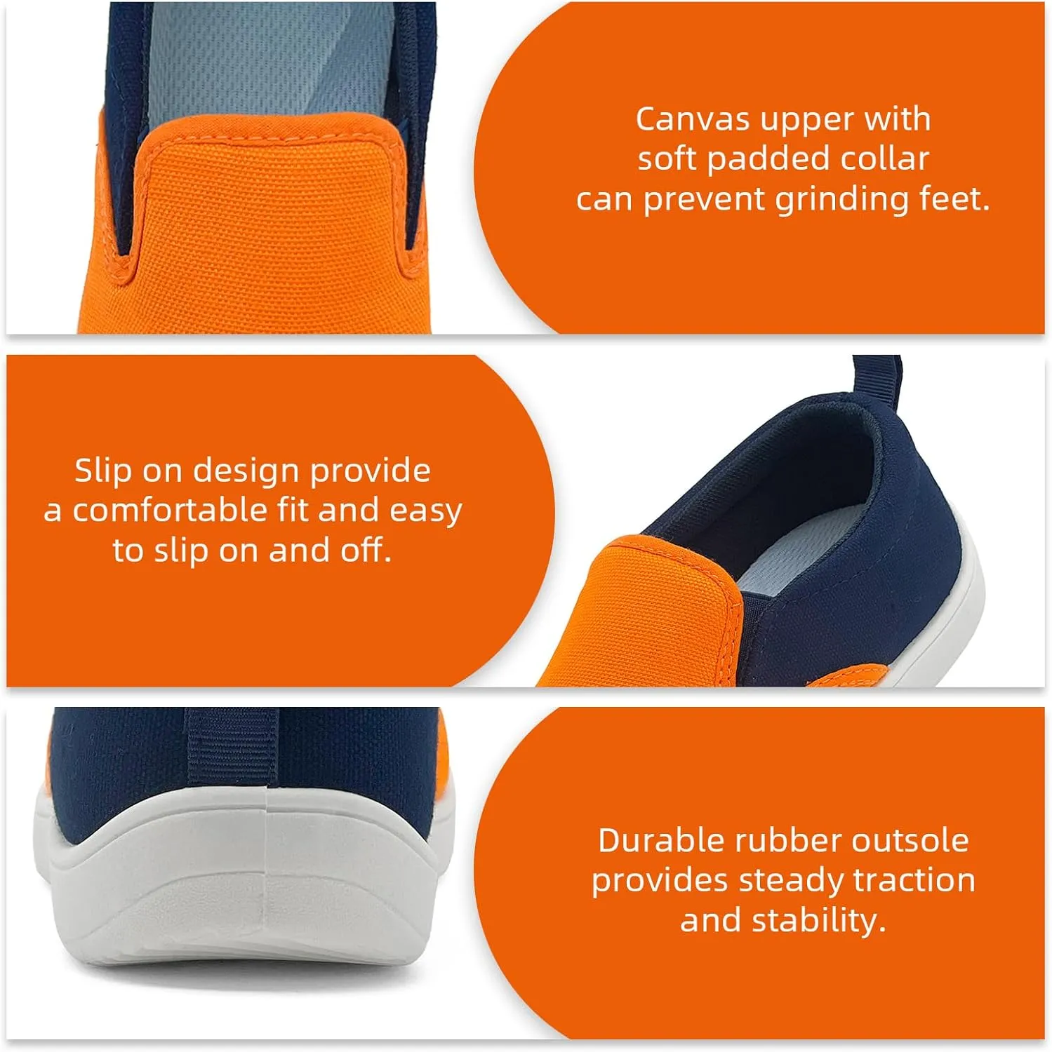 Kids Shoes Canvas Sneakers Kids Slip on Wide Toe Box Barefoot Shoes Comfortable Lightweight Running Tennis Athletic Sports Sneakers for Boys Girls