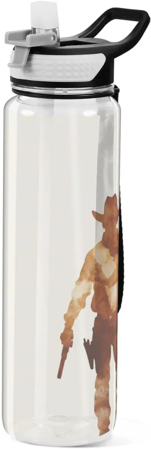 KLL Western Cowboy Boots Gun Grasslands Sports Water Bottles Tritan Plastic Water Bottle with Handle for Athletic 32oz