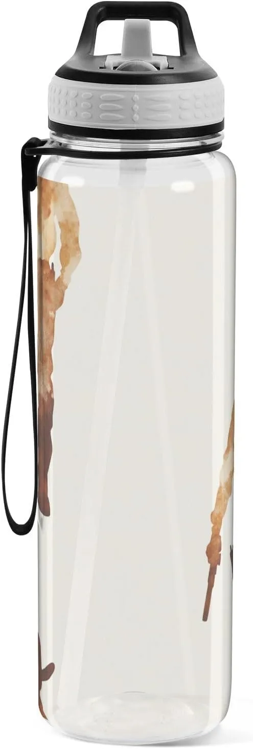 KLL Western Cowboy Boots Gun Grasslands Sports Water Bottles Tritan Plastic Water Bottle with Handle for Athletic 32oz