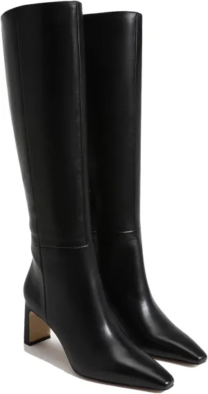 Knee High Boots for Women Square Toe Chunky Heeled Wide Calf Boots with Side Zipper Fall Dress Elastic Tall Boots