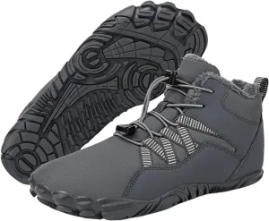 Kubbon Women's Winter Snow Boots,Soft Cozy Fur Lined Adjustable Slip-on Non Slip Booties Wide Toe Box Zero Drop Ankle Booties，Waterproof Outdoor Hiking Sneakers