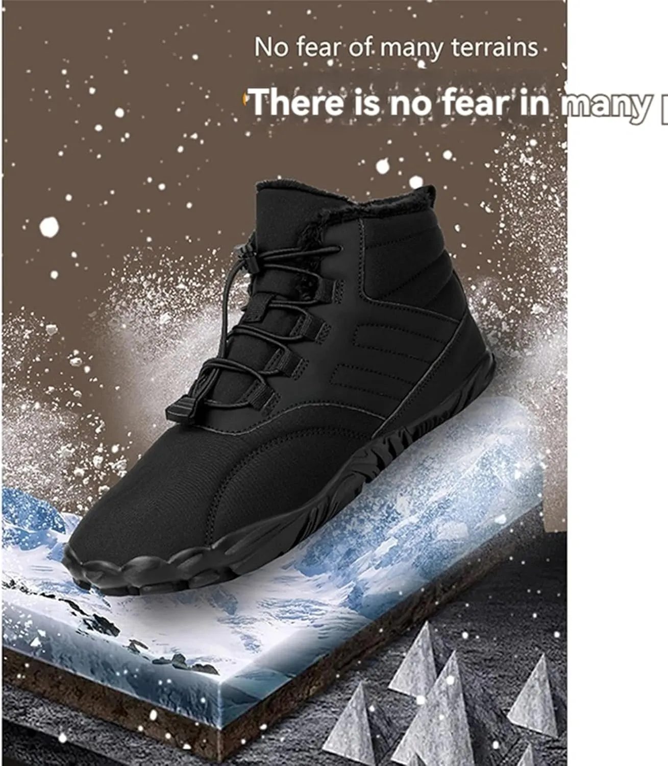 Kubbon Women's Winter Snow Boots,Soft Cozy Fur Lined Adjustable Slip-on Non Slip Booties Wide Toe Box Zero Drop Ankle Booties，Waterproof Outdoor Hiking Sneakers