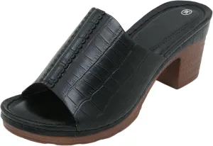 Ladies Glossy One Word Belt Thick Heeled Sandals for Beach Outdoor Wear Women's Shoes Big Size Slippers