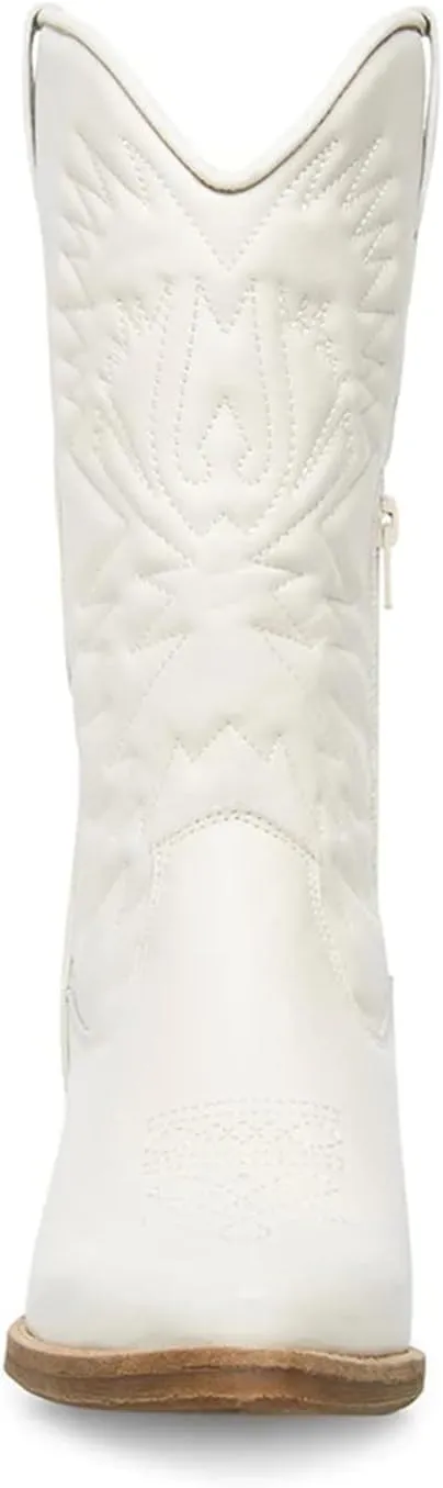 Ladmiple Cowboy Boots For Women Wide Calf Knee High Cowgirl Boots Western Embroidered Pull On Chunky Heel Fashion Boots