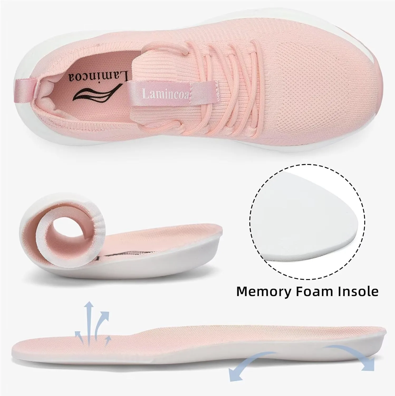 Lamincoa Women's Running Shoes Slip on Walking Sneaker Lightweight Tennis Shoes Casual Athletic Sneakers for Outdoor Gym Workout