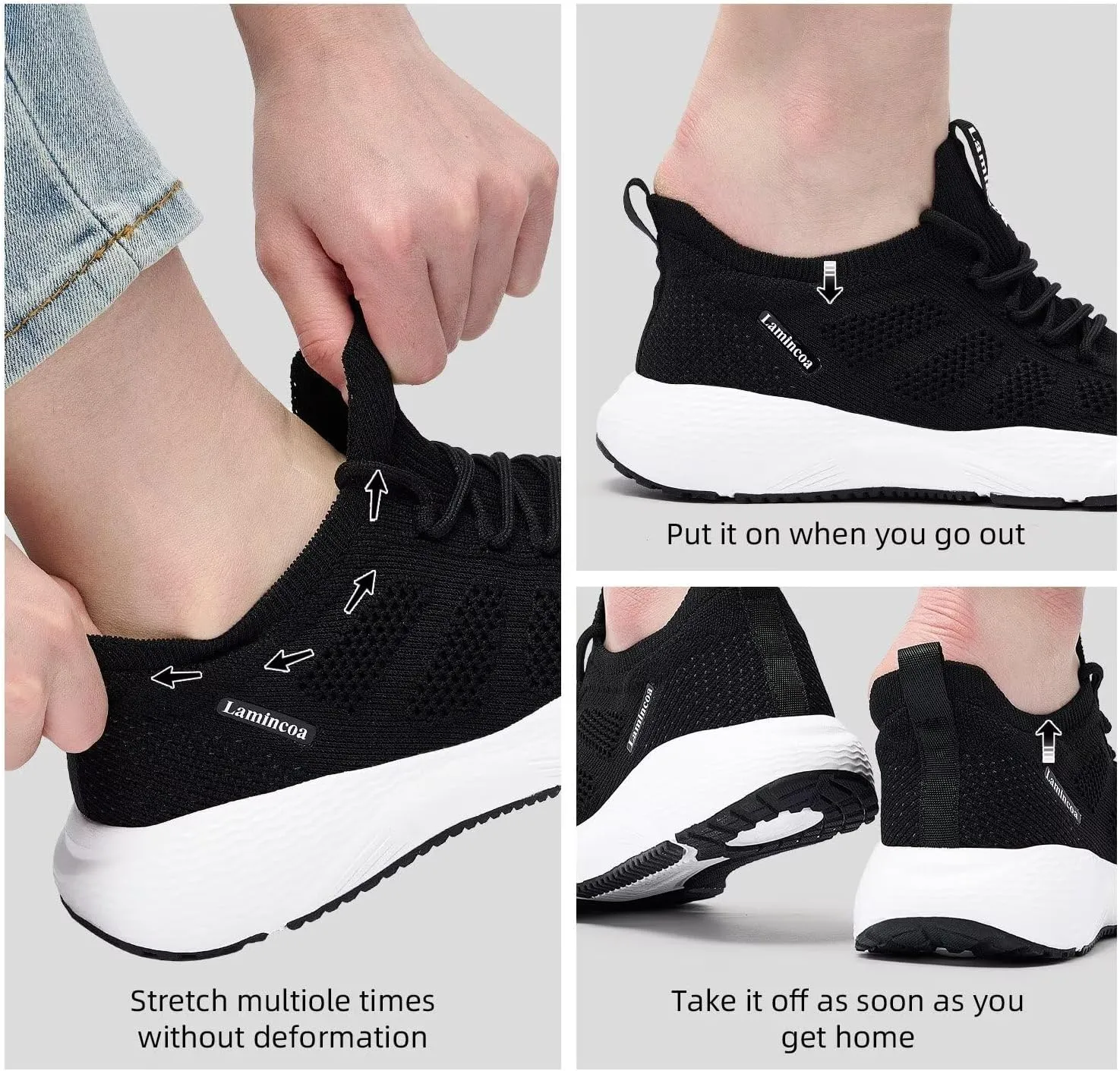 Lamincoa Women's Walking Running Sneakers Slip on Tennis Shoes Casual Athltic Gym Workout Sneakers