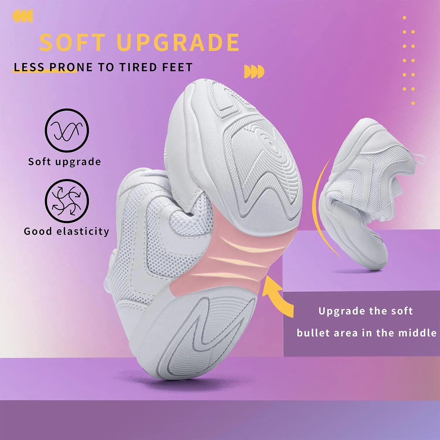 LANDHIKER Cheer Shoes for Women, Girls & Youth - White Cheerleading Gear, Dance, Sports, Tennis Training Athletic Flats Breathable Kids Sneakers