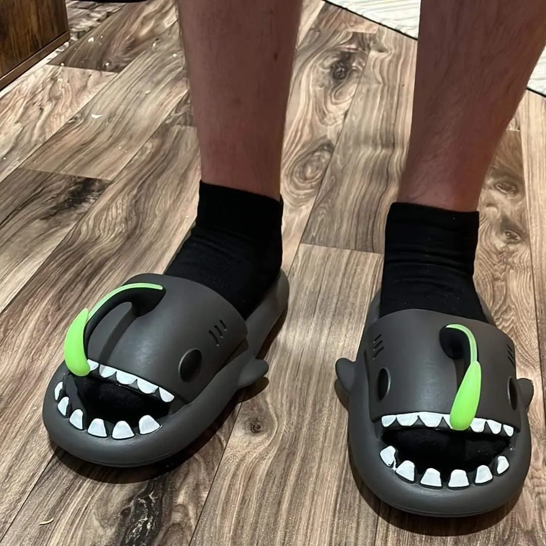 Lantern Fish Shark Slippers, Angler Fish Slides, Glow in the Dark Super Soft, Comfy, Shark Sandals For Women Men