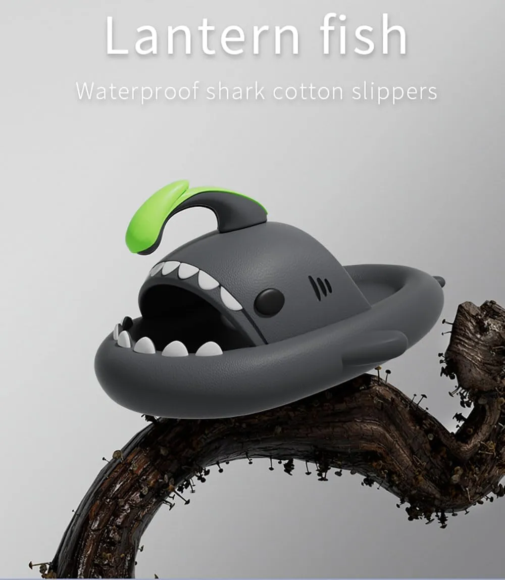 Lantern Fish Shark Slippers, Angler Fish Slides, Glow in the Dark Super Soft, Comfy, Shark Sandals For Women Men