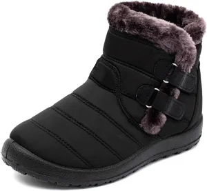 Lausiuoe Snow Boots For Women Waterproof Insulated Wide Width Winter Fur Lined Warm Ankle Booties Slip On Outdoor Shoes