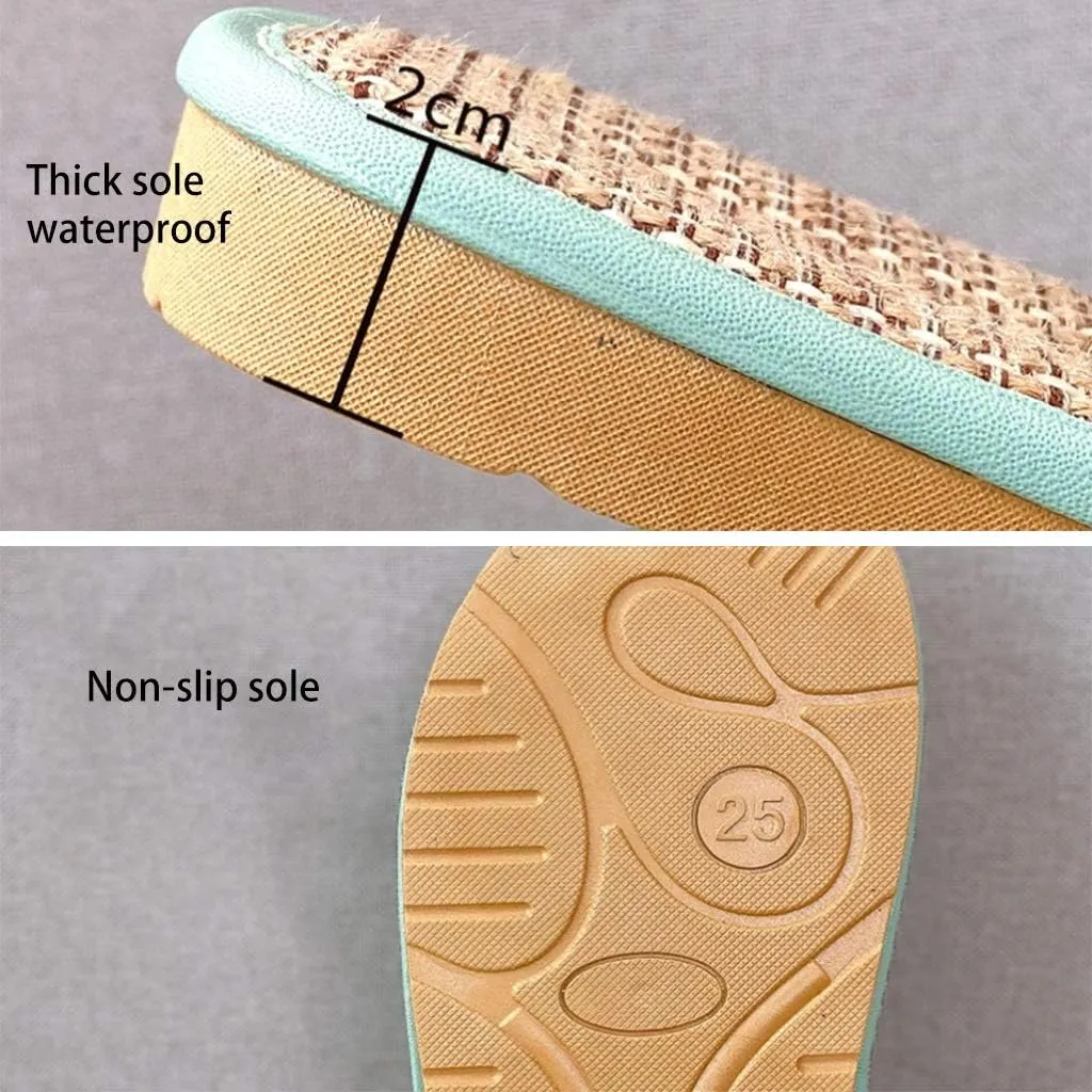 Leather Slippers, Flax Slipper, Men's and Women's Open Toe Slippers, Open Toes Indoor Slippers Leather Flat Slide Sandals Casual House Shoes Office Slippers for Mens