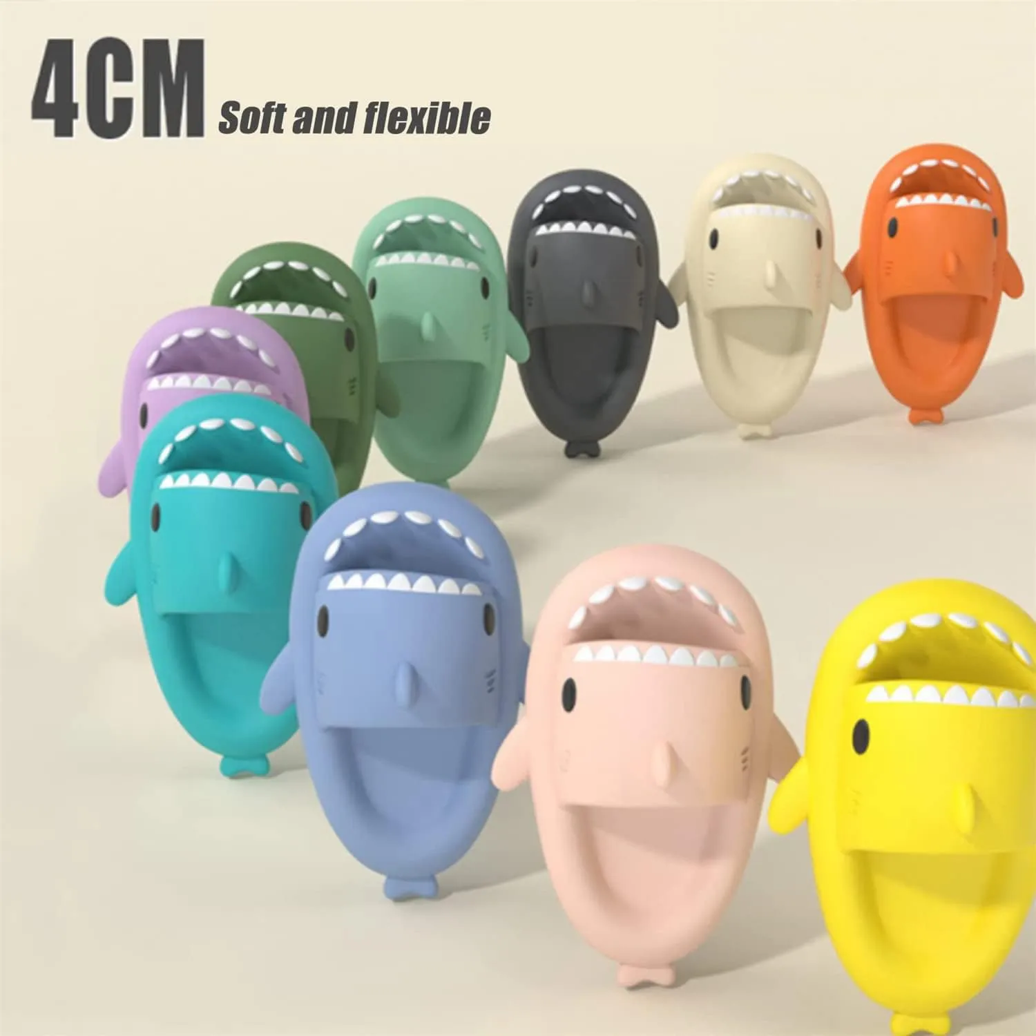 LELEBEAR Shark Swell Chanclas, Sharky Chanclas, Cloud Shark Slides Unisex Thick Sole Non-Slip Open Toe Shark Slippers