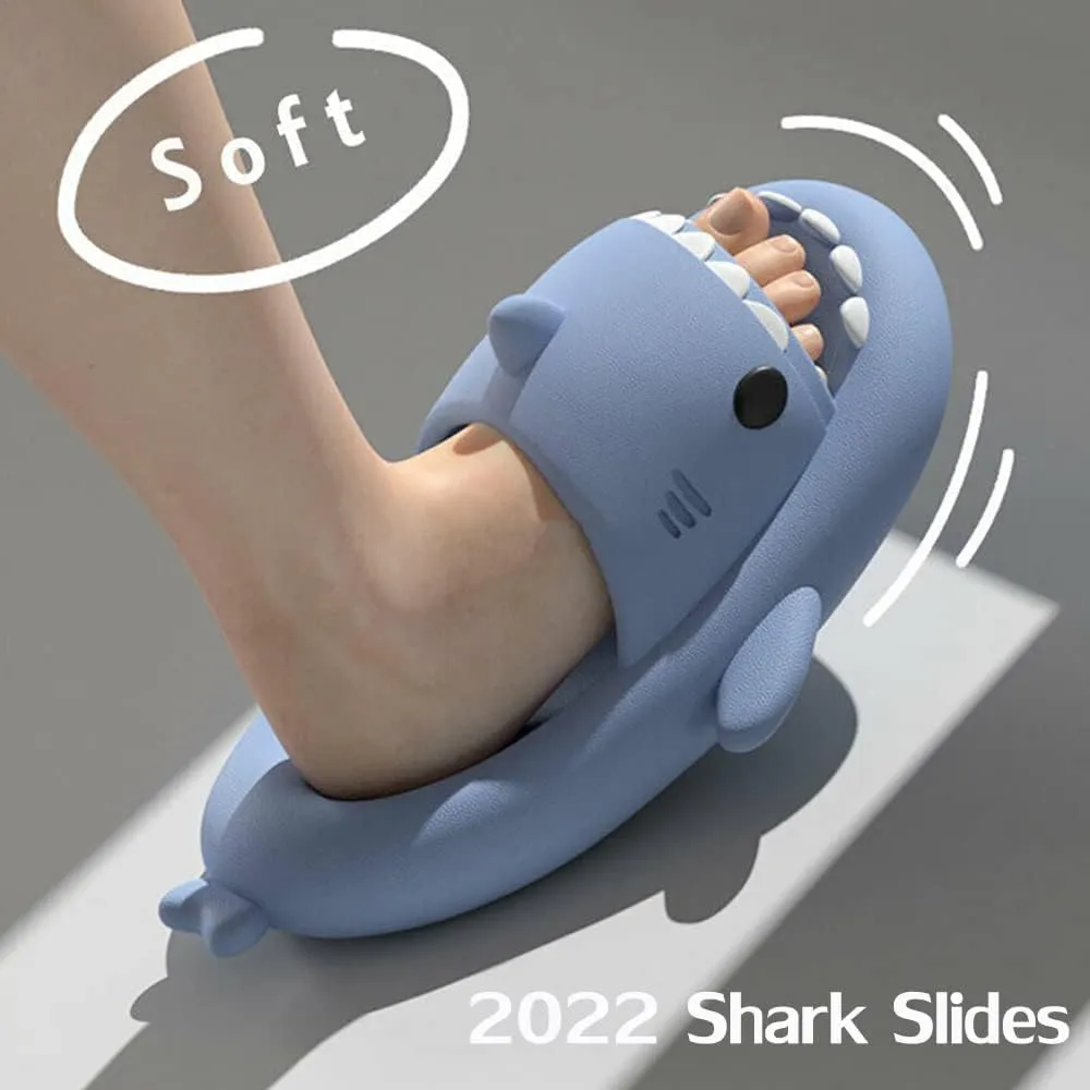 LELEBEAR Shark Swell Chanclas, Sharky Chanclas, Cloud Shark Slides Unisex Thick Sole Non-Slip Open Toe Shark Slippers