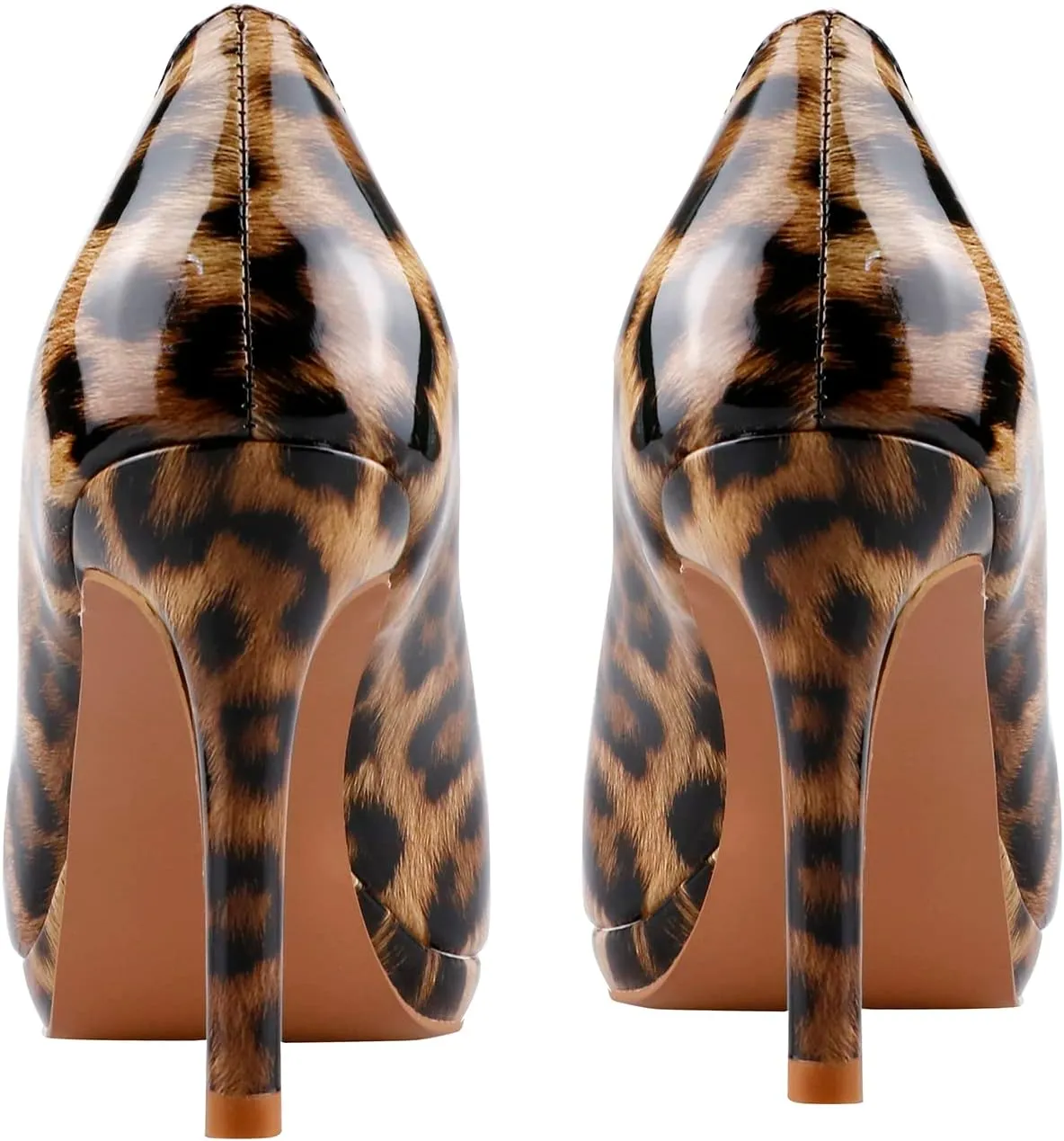 LEMUTISME Women's Patent Leather Sexy Slip On Peep Toe High Heel Dress Pumps Chic Glossy Open Toe Stiletto Heel Platform Sandals