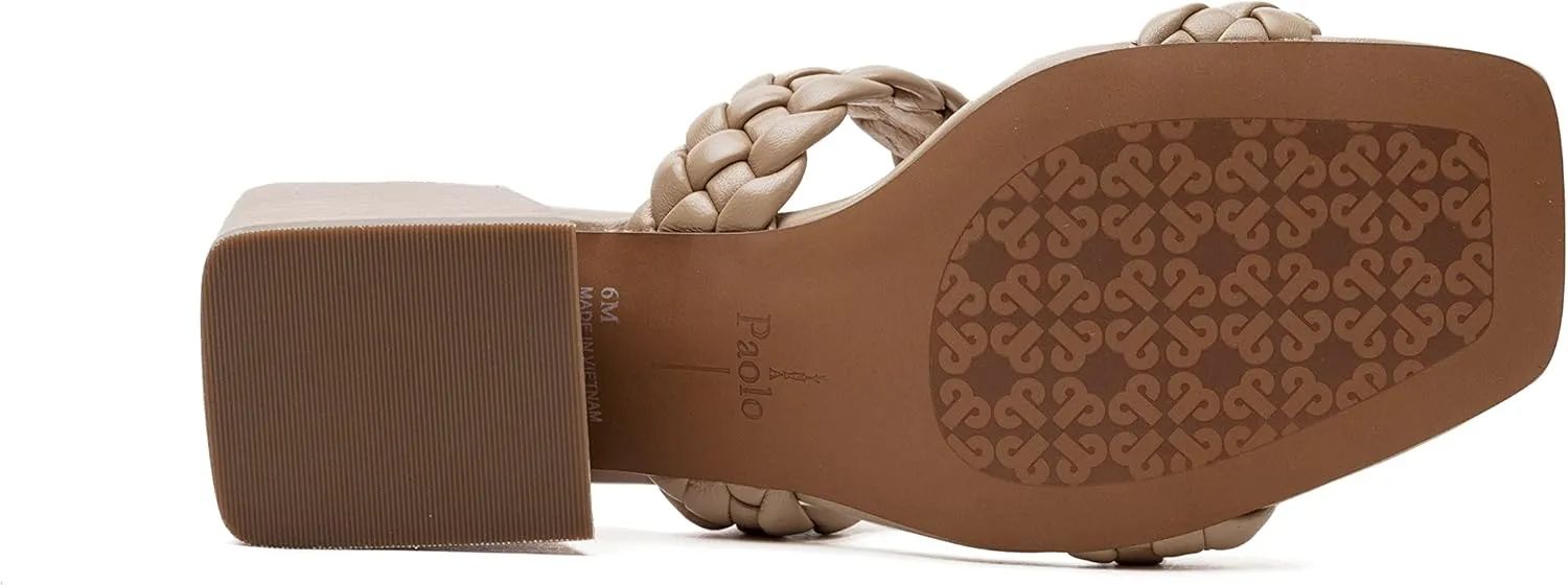 Linea Paolo - IRENE - Womens Mid-Height Stacked Cuban Heel Slide Sandals With Braided Nappa Straps