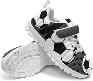 Little Boys Soccer Ball Print Athletic Sneakers Casual Hiking Tennis Fitness Training Strap Shoes