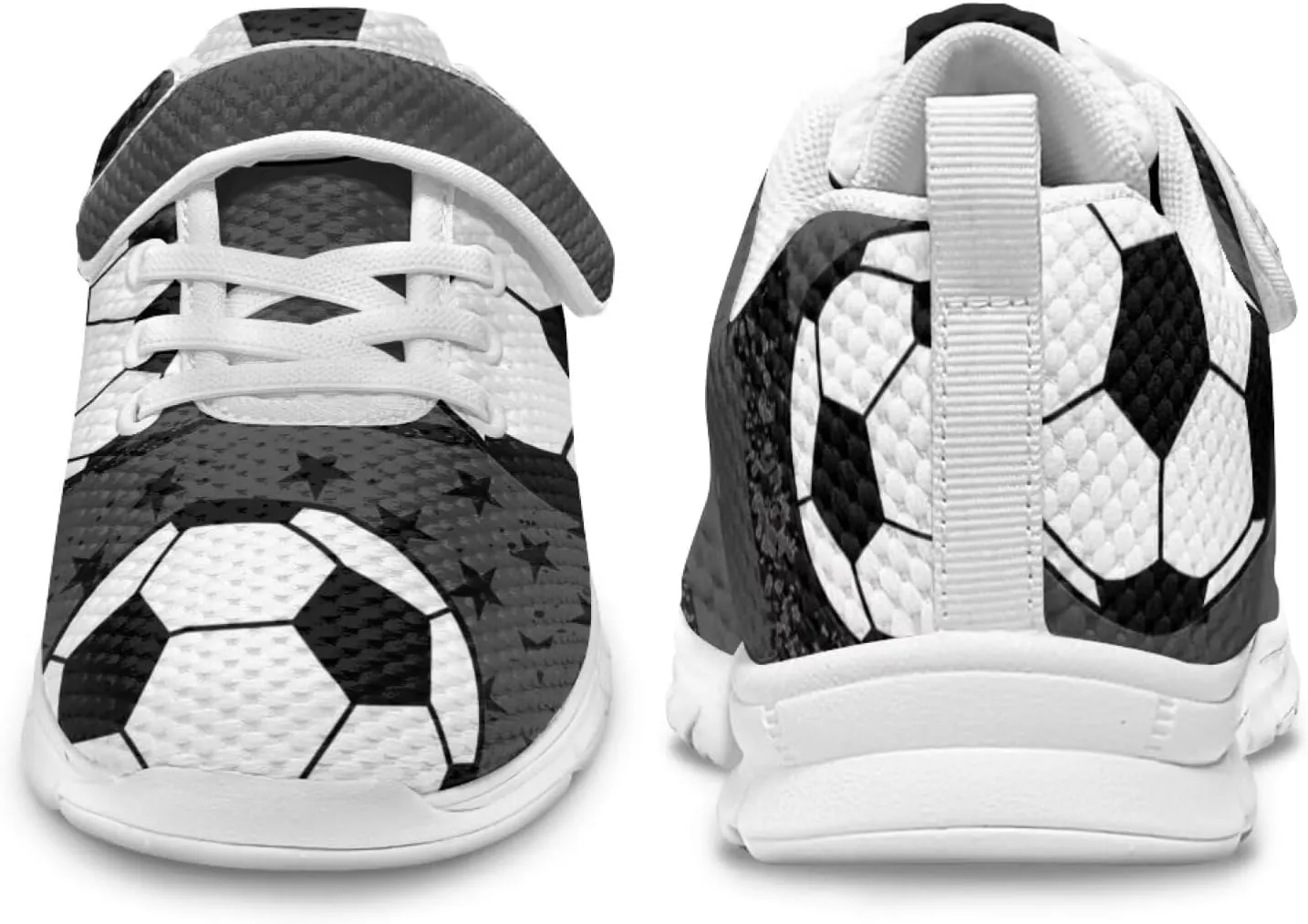 Little Boys Soccer Ball Print Athletic Sneakers Casual Hiking Tennis Fitness Training Strap Shoes