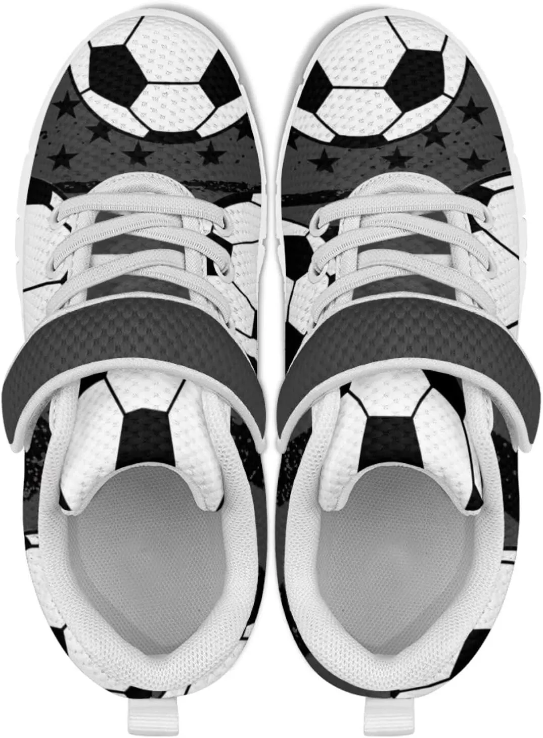 Little Boys Soccer Ball Print Athletic Sneakers Casual Hiking Tennis Fitness Training Strap Shoes
