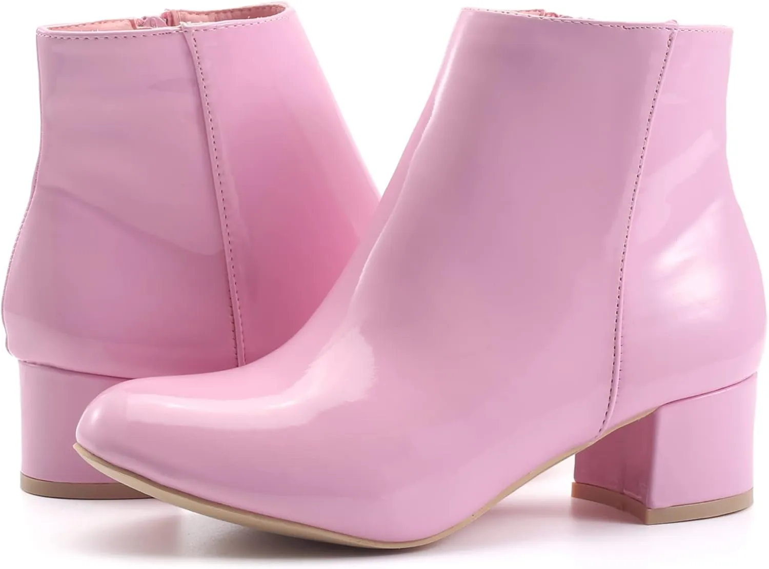 LIURUIJIA Women's Suede Ankle Boots Low Heel Leather Booties Side Zippers Round Toe Short Boots