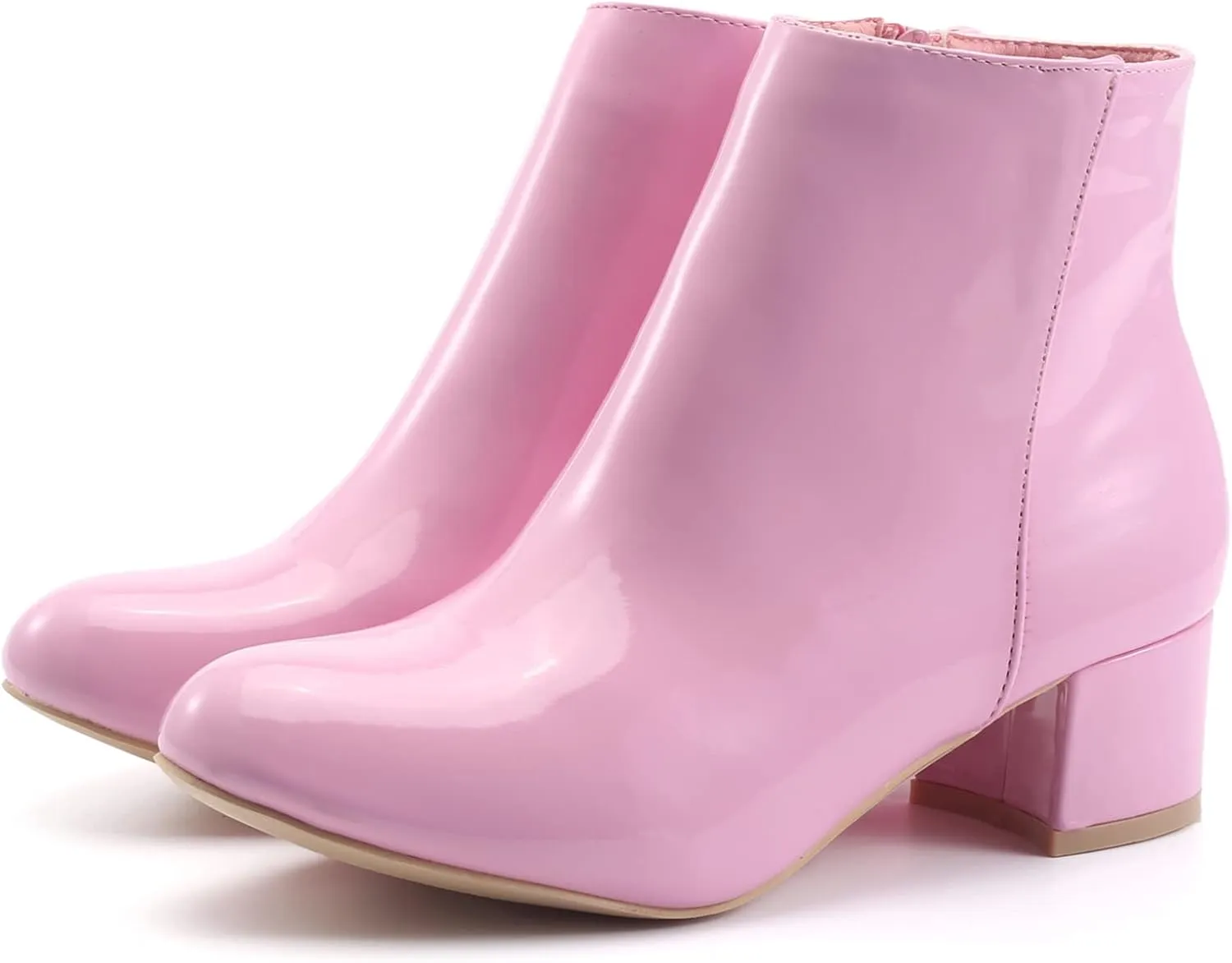 LIURUIJIA Women's Suede Ankle Boots Low Heel Leather Booties Side Zippers Round Toe Short Boots