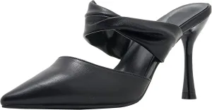 LizFoYa Women Pointed Toe Mule High Heels Twisted Band Slip On Dress Heels Office Suit Slide Sandals