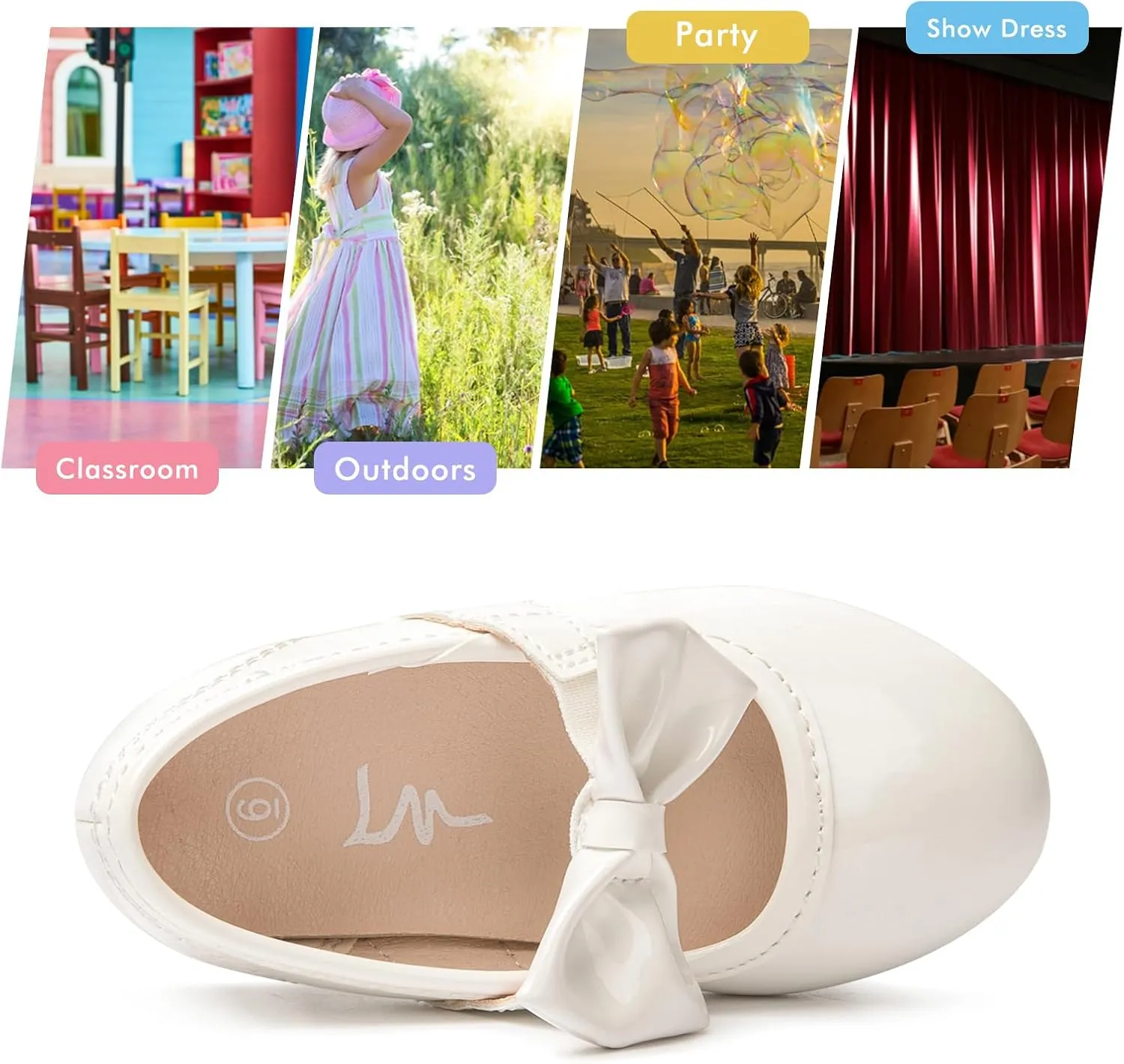 LM Toddler/Little Girls Mary Jane Dress Shoes Bow Ballet Flats for Wedding, Party, School