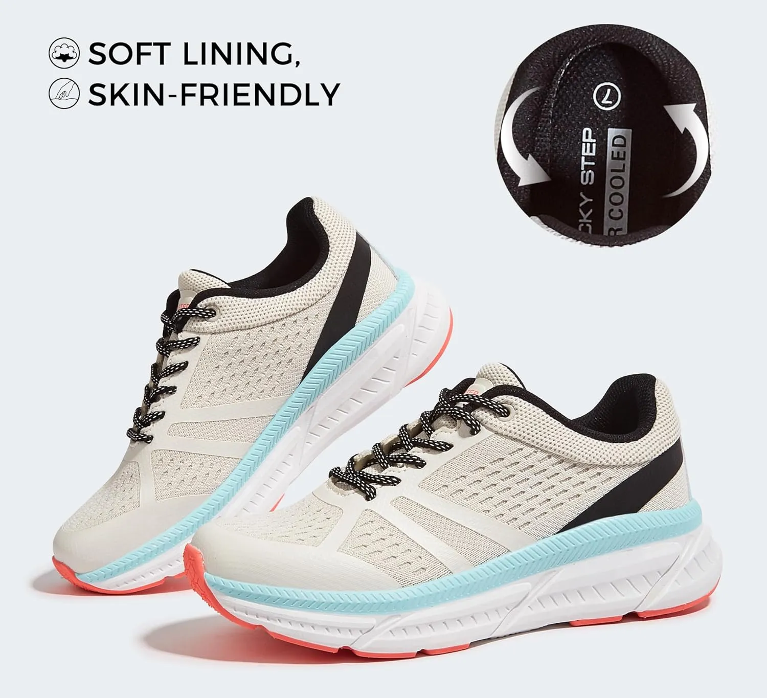 LUCKY STEP Women Walking Running Shoes Comfortable Hiking Shoes Breathable Non Slip Chunky Tennis Cross Training Workout Athletic Gym Sneakers