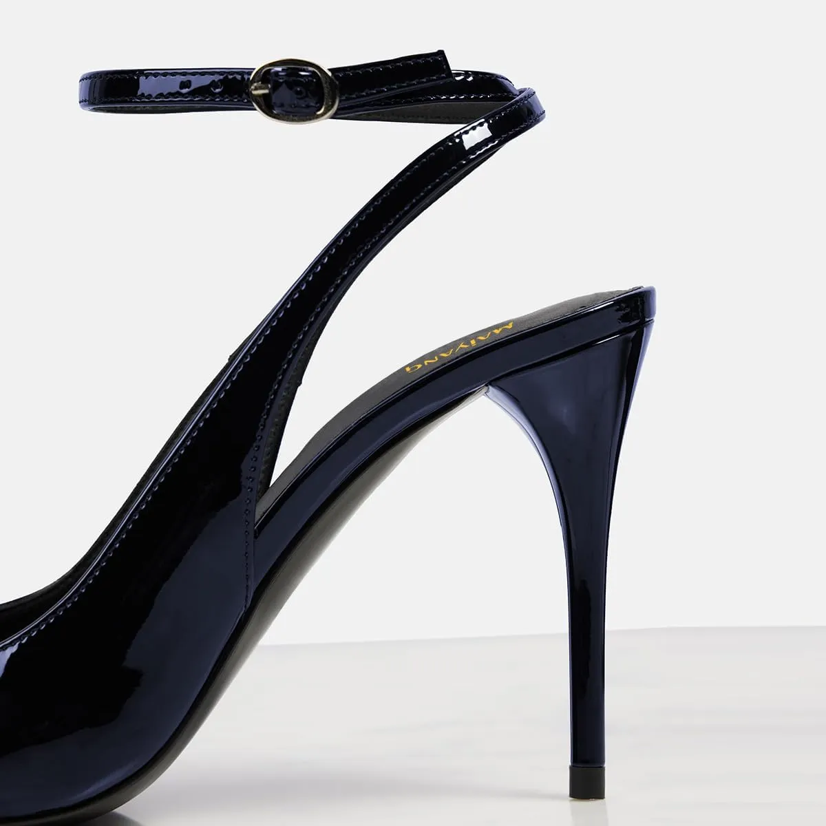 Maiyang Women Glossy Round Toe Stiletto High Heel Pumps Ankle Strap Buckle Elegant Prom Evening Dress Sandals Size 4-16 US