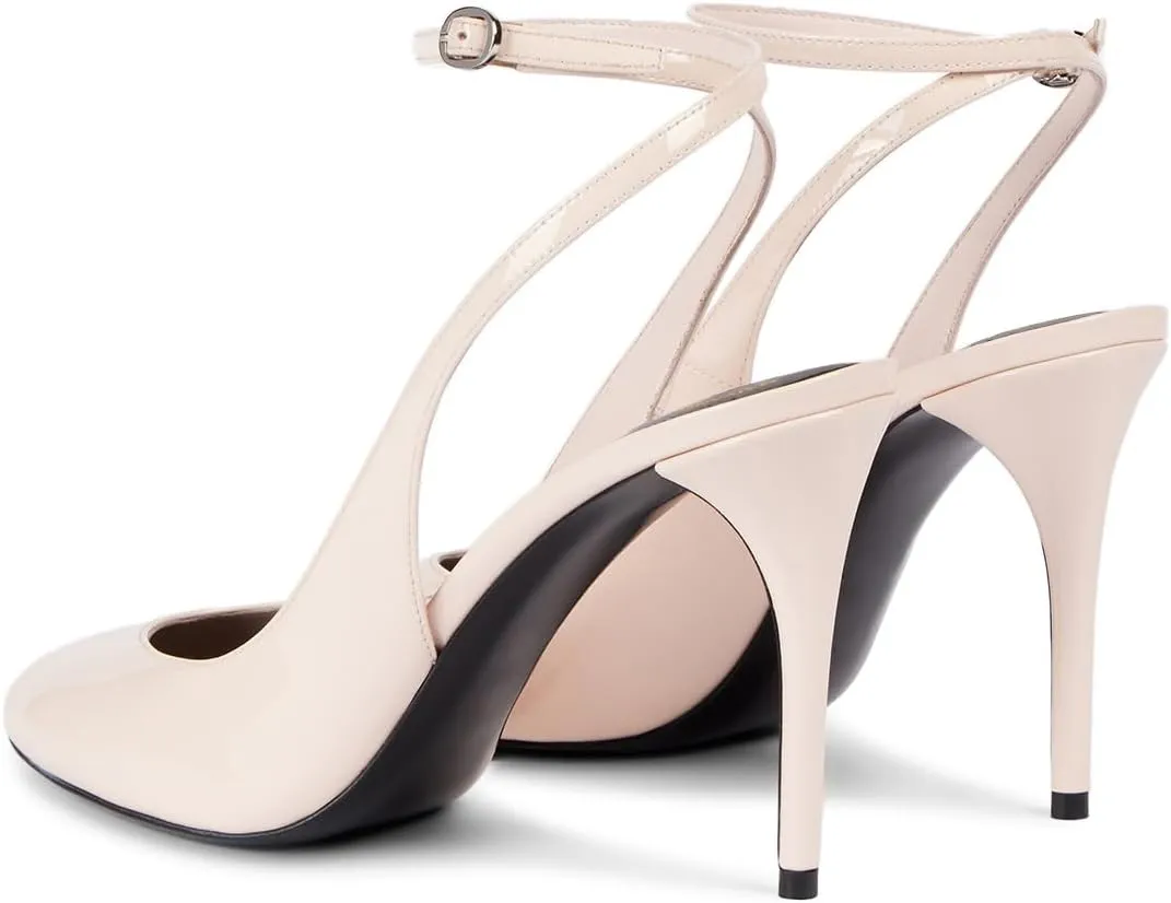 Maiyang Women Glossy Round Toe Stiletto High Heel Pumps Ankle Strap Buckle Elegant Prom Evening Dress Sandals Size 4-16 US