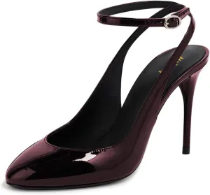 Maiyang Women Glossy Round Toe Stiletto High Heel Pumps Ankle Strap Buckle Elegant Prom Evening Dress Sandals Size 4-16 US