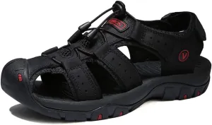 Maylrvjv Men's Outdoor Sports Sandals Lightweight Comfortable Hiking Walking Leather Casual Sandals Water Shoes