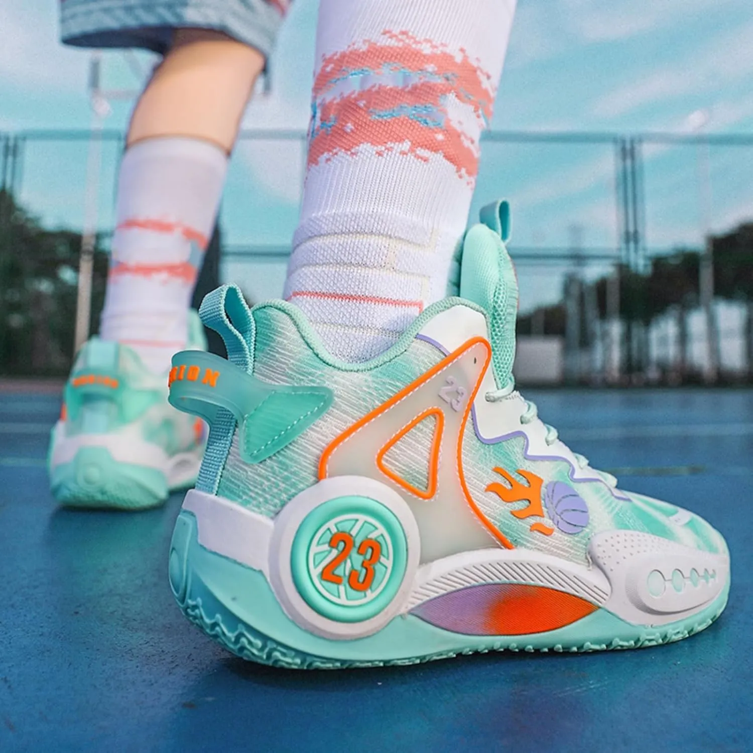 Mens Breathable High Top Chinese Design Basketball Shoes Fashion Graffiti Non-Slip Walking Running Tennis Training Volleyball Sneakers