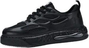 Men's Breathable Mesh Sneakers - Casual Low-Top Lace-Up Shoes with Air Cushion for Comfort